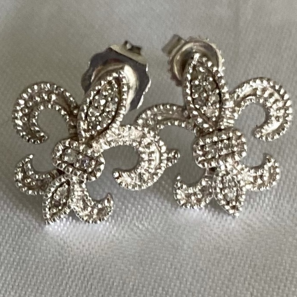 Diamond Fleur De Lis Earrings